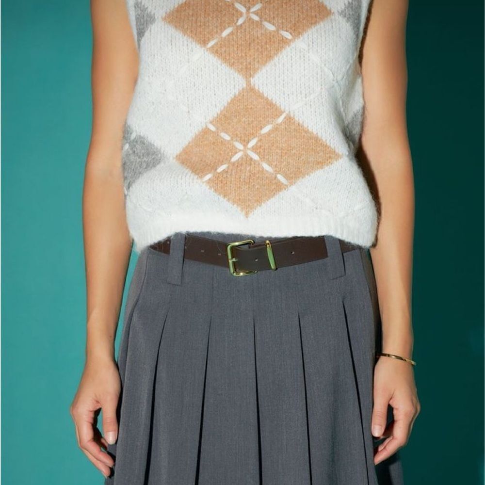 Vintage Devon Argyle Printed Knit Vest T-shirts Print Top Preppy School Outfit - Picture 3 of 9